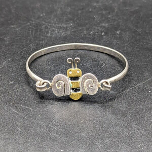 Vintage 925 Sterling Silver Mexico Marked MM-190 Bumble Bee Cuff Bracelet